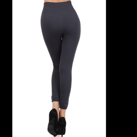Fleece Lined high waist Solid Knit Legging - Picture 2 of 5